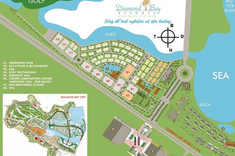 Mặt bằng và thiết kế dự án Diamond Bay được quy hoạch như thế nào?
